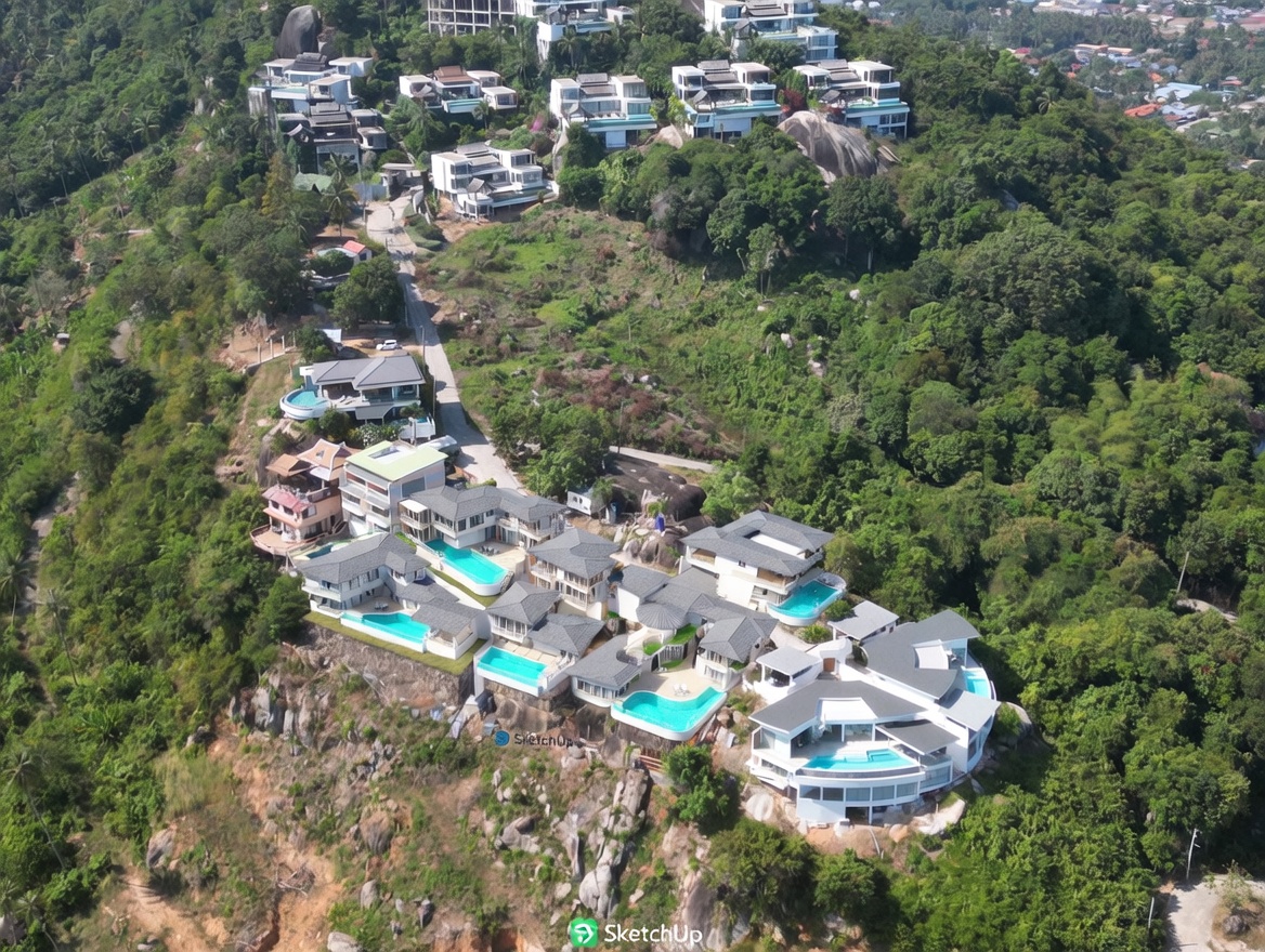 Aerial view of Thong Takien bay and the Lamai coastline